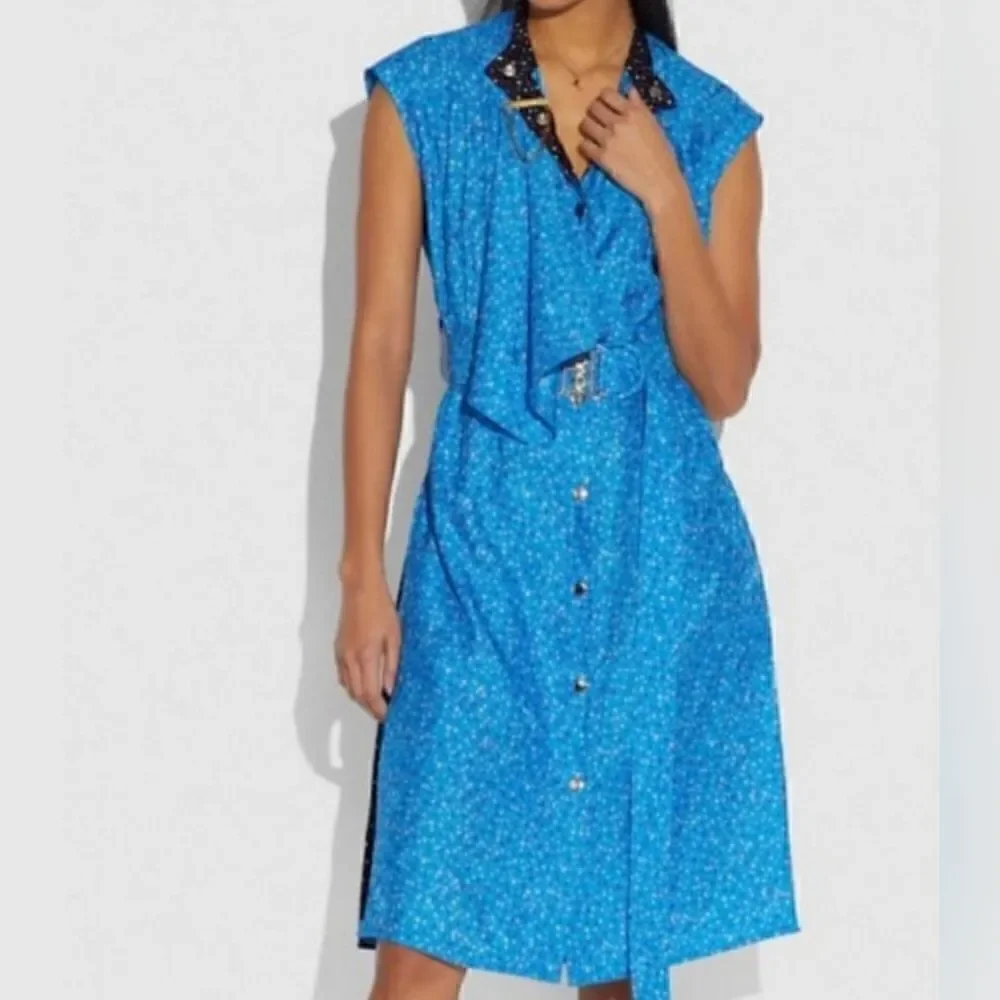 NWT COACH Dotted Sleeveless 100% silk dress Size 00